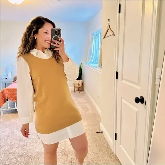 Tuckernuck Tyler Boe Tan Camel Cashmere White Long Sleeve Mini Dress XS - Picture 1 of 12